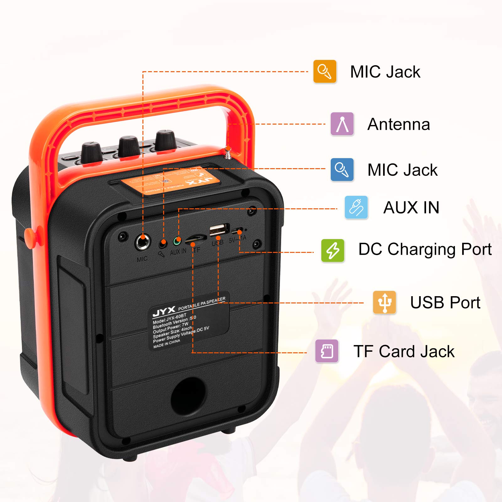 Amazon.co.jp: JYX スピーカーセット 拡声器 ワイヤレスマイク1本